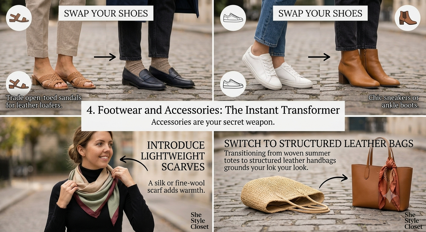 Mastering Seasonal Transitions: How to Style Your Wardrobe Between Seasons footwear and accessories